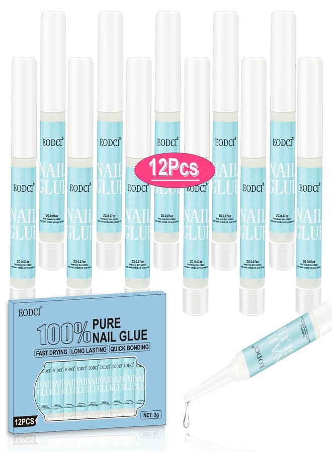 EODCI 12pcs Nail Glue Super Strong for Acrylic Nails Press on Nails Professional for Nail Tips Fake Nails False Nails Long Lasting Glue for Stick On Nails Broken - Image 1